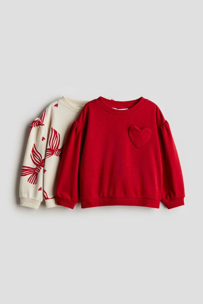 H & M - Set van 2 sweaters met pofmouwen - Rood