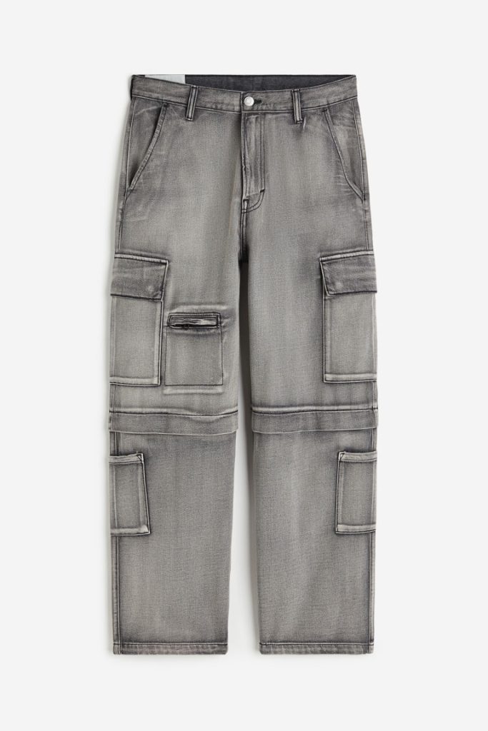 H & M - Baggy Cargo Jeans - Grijs