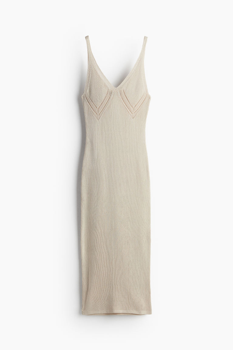 H & M - Gebreide midi-jurk - Beige