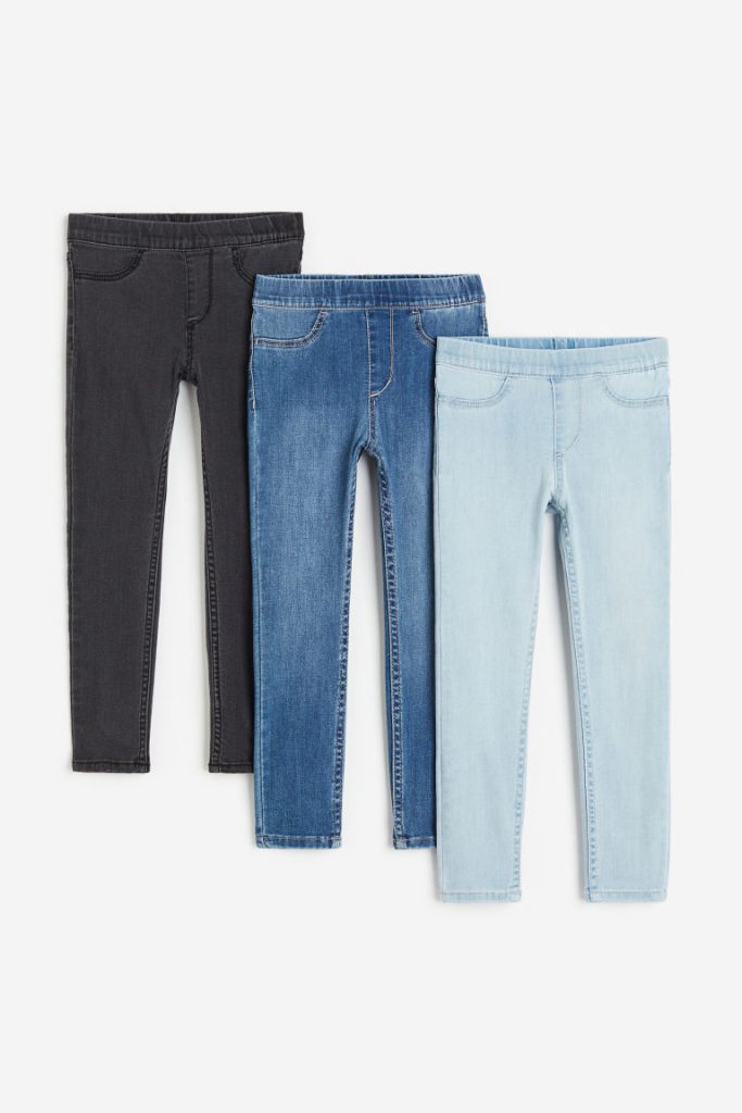 H & M - Set van 3 denim jeggings - Blauw