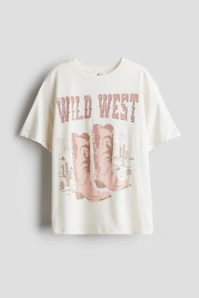 H & M - Oversized T-shirt met geprint motief - Wit