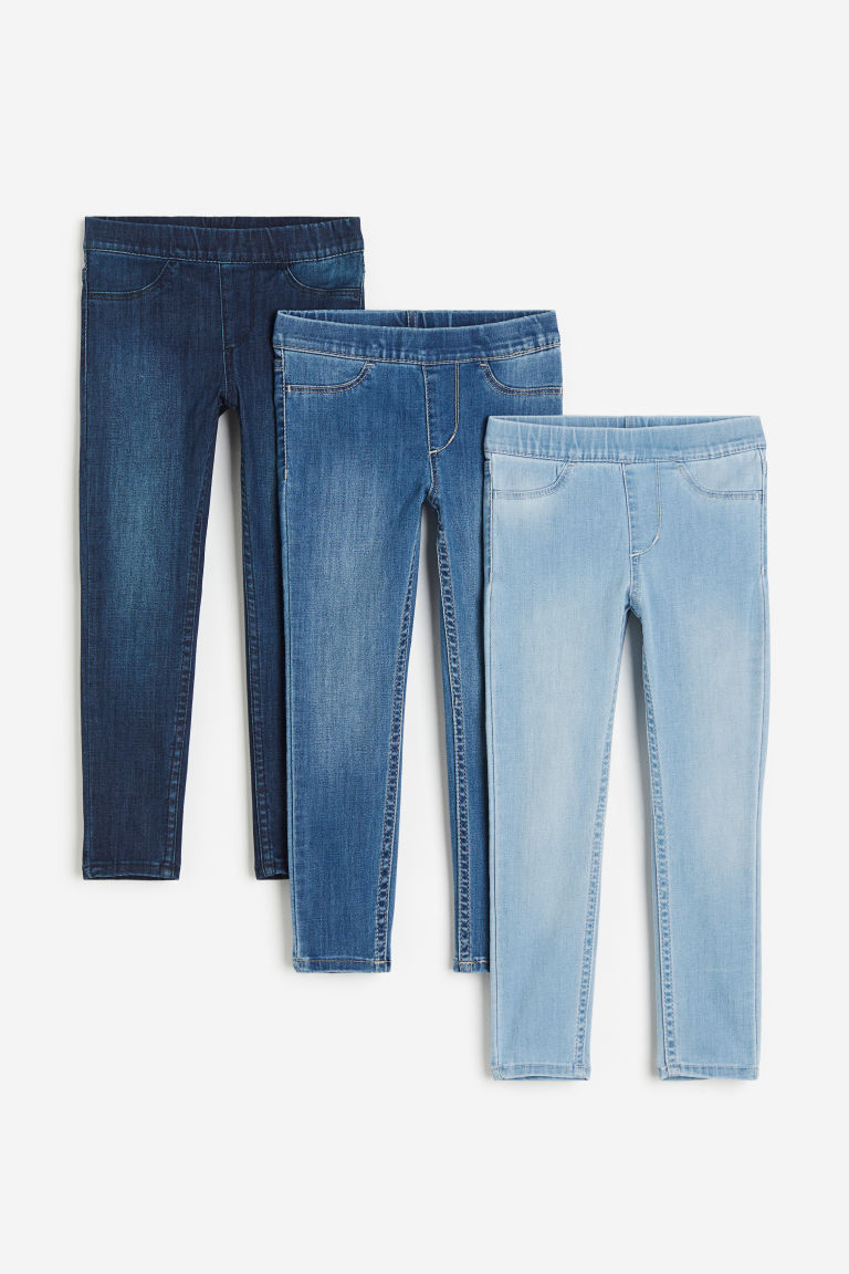 H & M - Set van 3 denim jeggings - Blauw