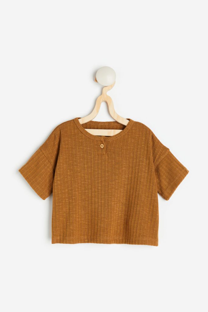 H & M - Geribde top - Geel