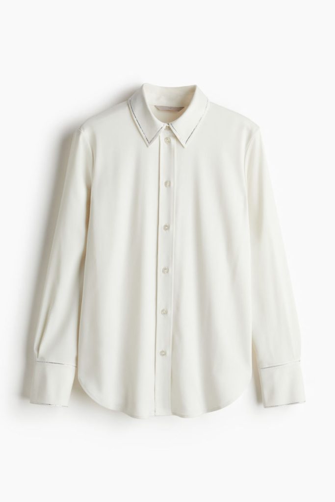 H & M - Overhemdblouse met stras - Wit