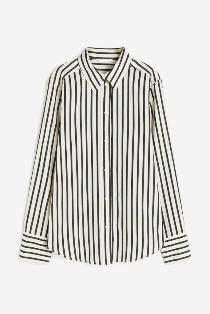 H & M - Katoenen overhemdblouse - Zwart