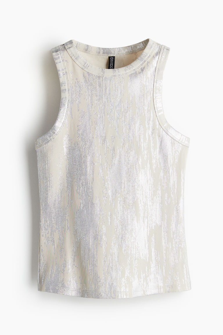 H & M - Geribde tanktop - Beige