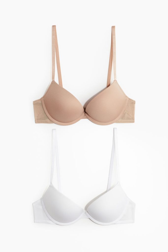 H & M - Set van 2 superpush-up bh‘s van microvezel - Wit