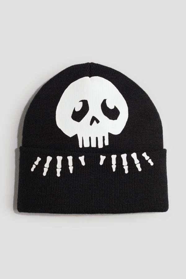 H & M - Beanie met geprint motief - Zwart