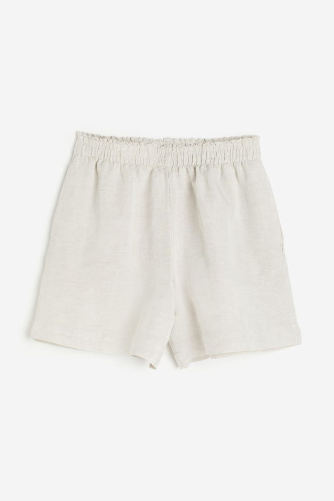 H & M - Pull-on short van linnenmix - Beige