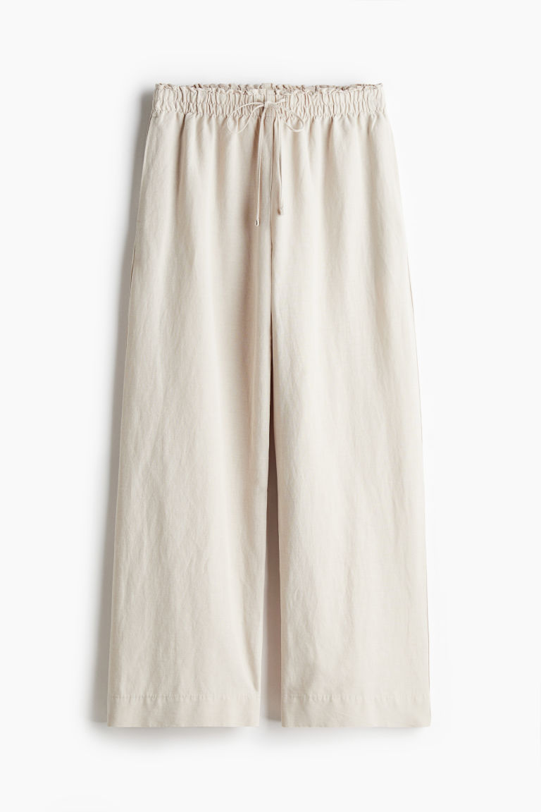 H & M - Broek van linnenmix - Beige