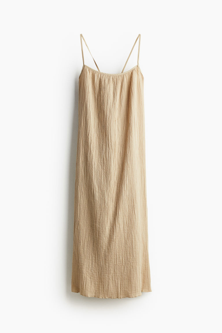 H & M - Jurk met strikbandjes - Beige