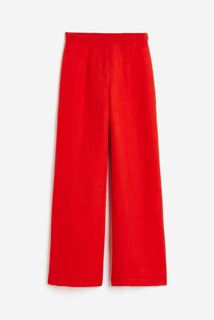 H & M - Wijde broek van linnenmix - Rood