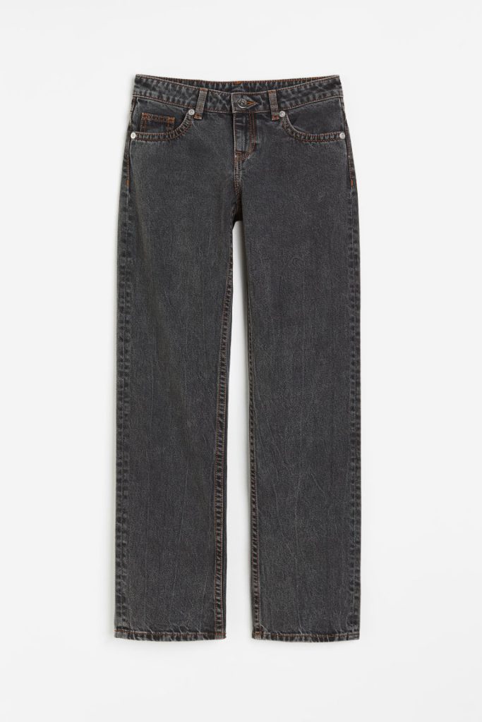 H & M - Straight Low Jeans - Grijs