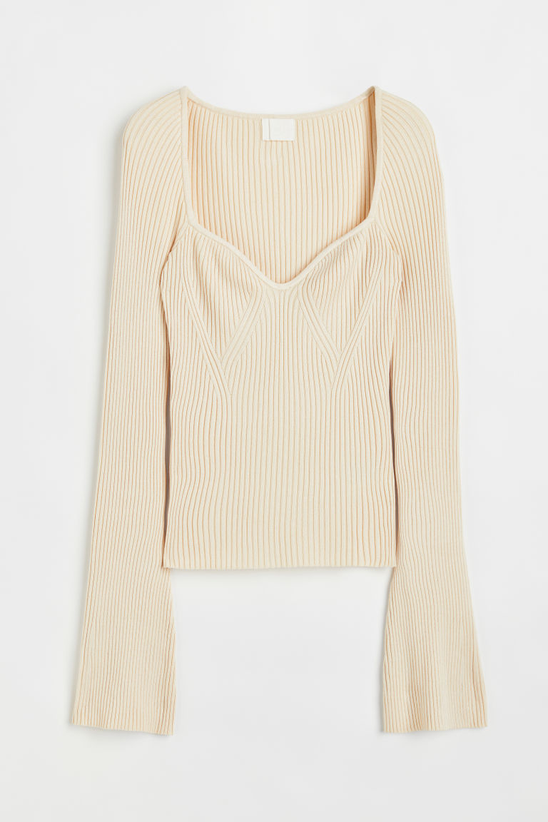 H & M - Ribgebreide trui - Beige