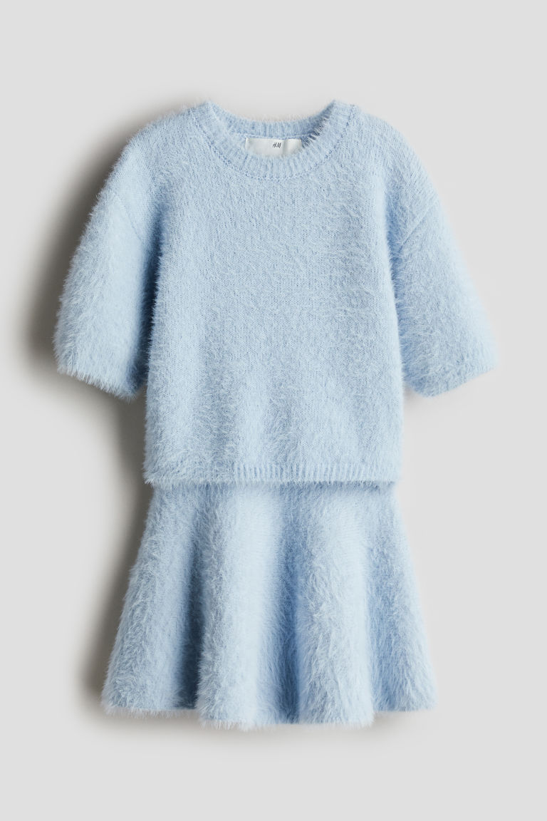 H & M - Tweedelige fluffy gebreide set - Blauw