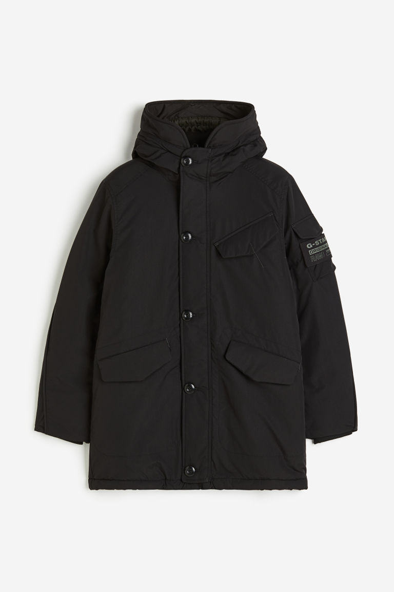 H & M - Vodan Padded Hooded Parka - Zwart