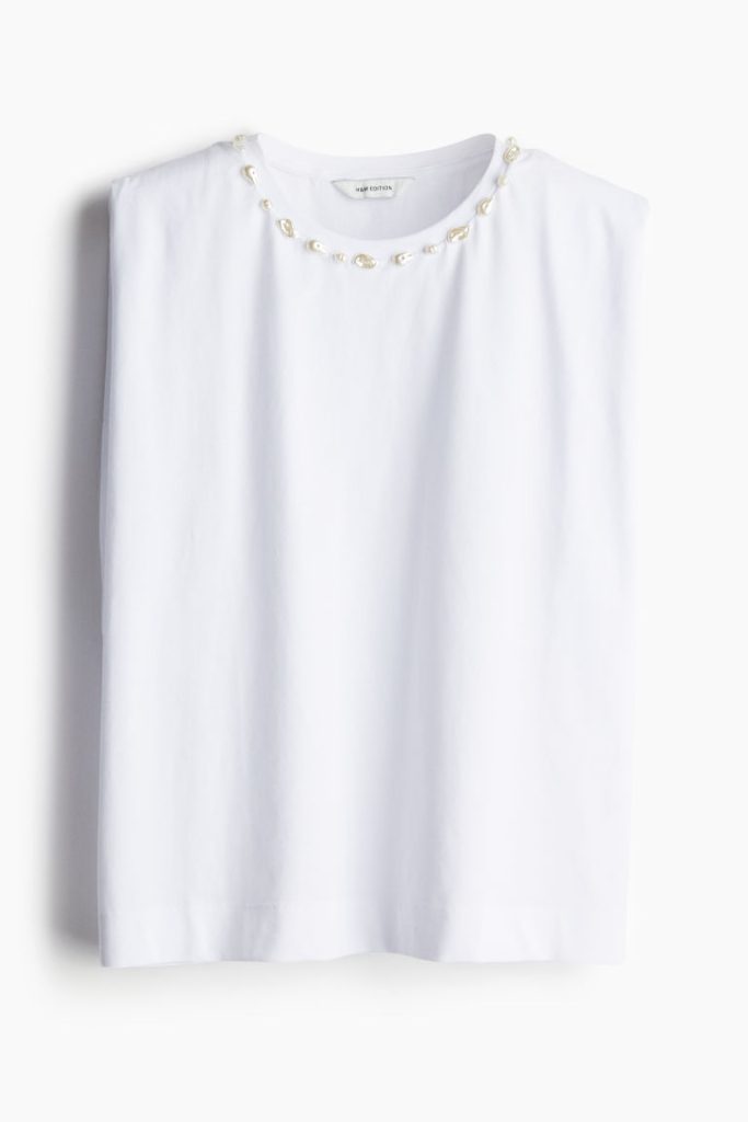 H & M - Top met kralen - Wit