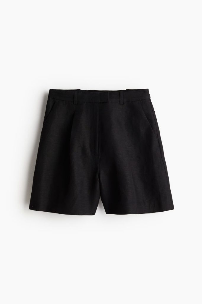 H & M - Short van linnenmix - Zwart