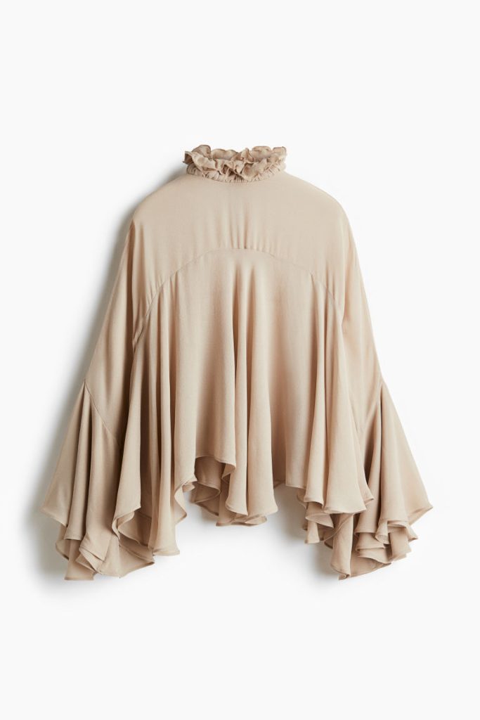 H & M - Oversized blouse met volants - Beige