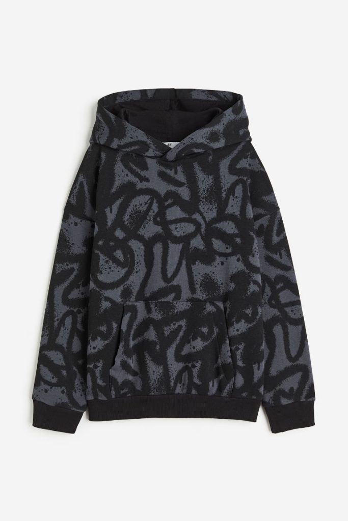 H & M - Capuchonsweater met dessin - Zwart