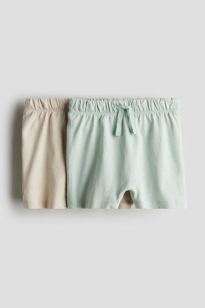 H & M - Set van 2 tricot shorts - Groen