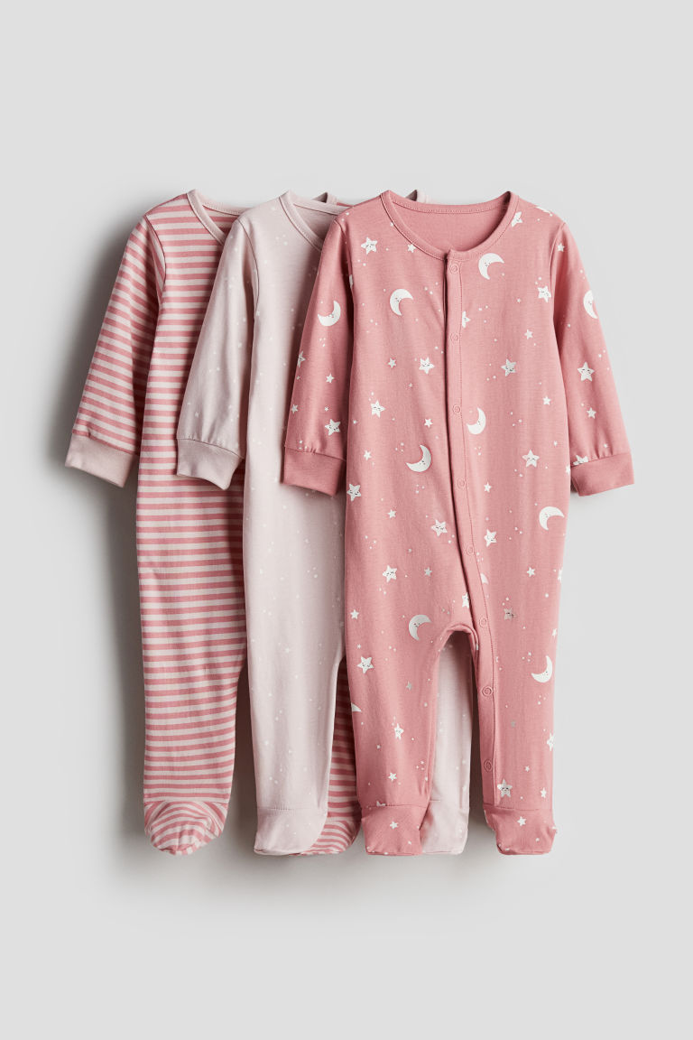 H & M - Set van 3 katoenen pyjamapakjes - Roze