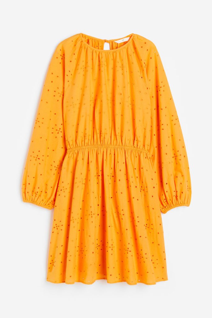 H & M - Jurk met broderie anglaise - Oranje