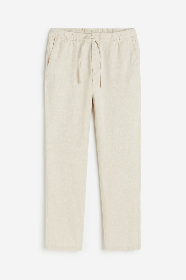 H & M - Broek van linnenmix - Regular Fit - Wit