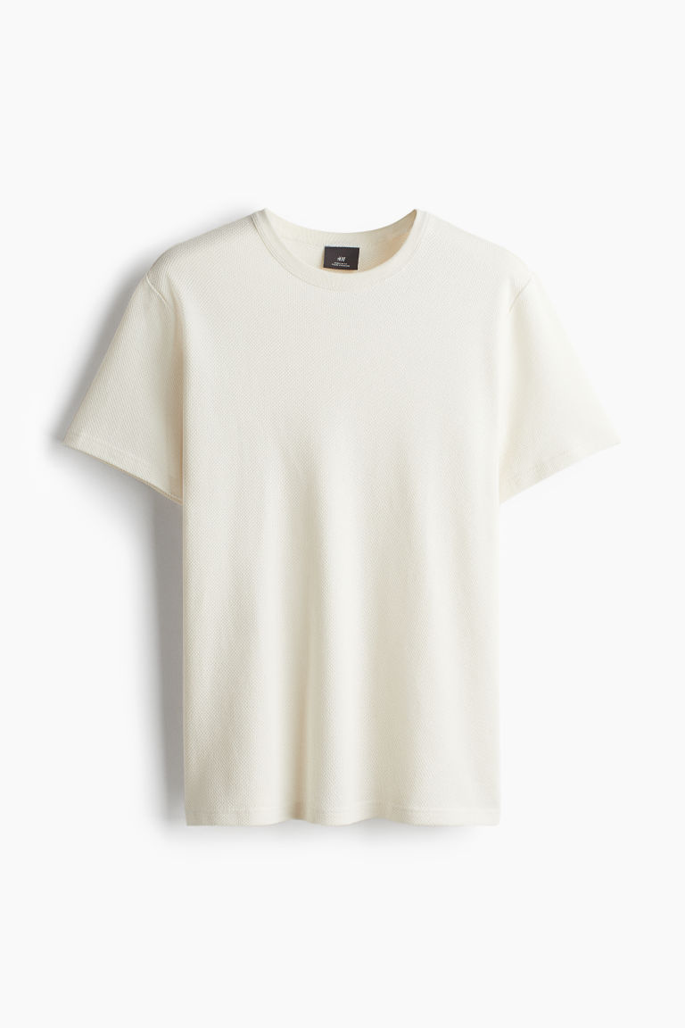 H & M - Piqué T-shirt - Regular Fit - Wit