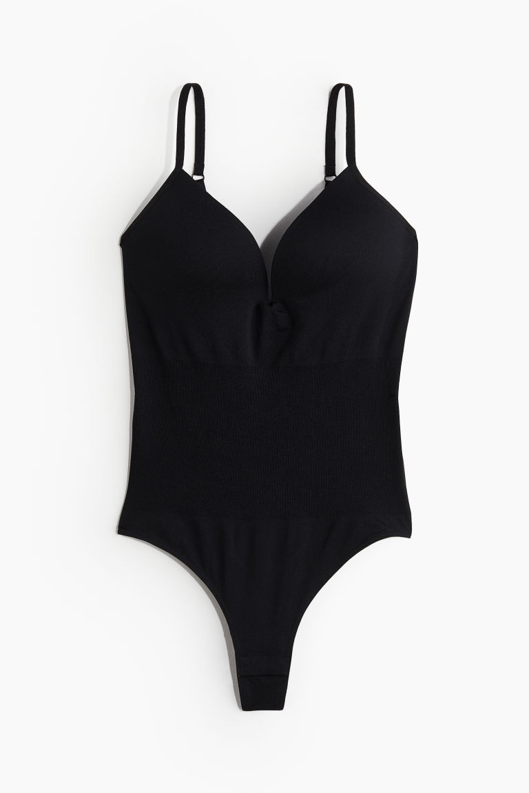 H & M - Seamless stringbody - Light Shape - Zwart