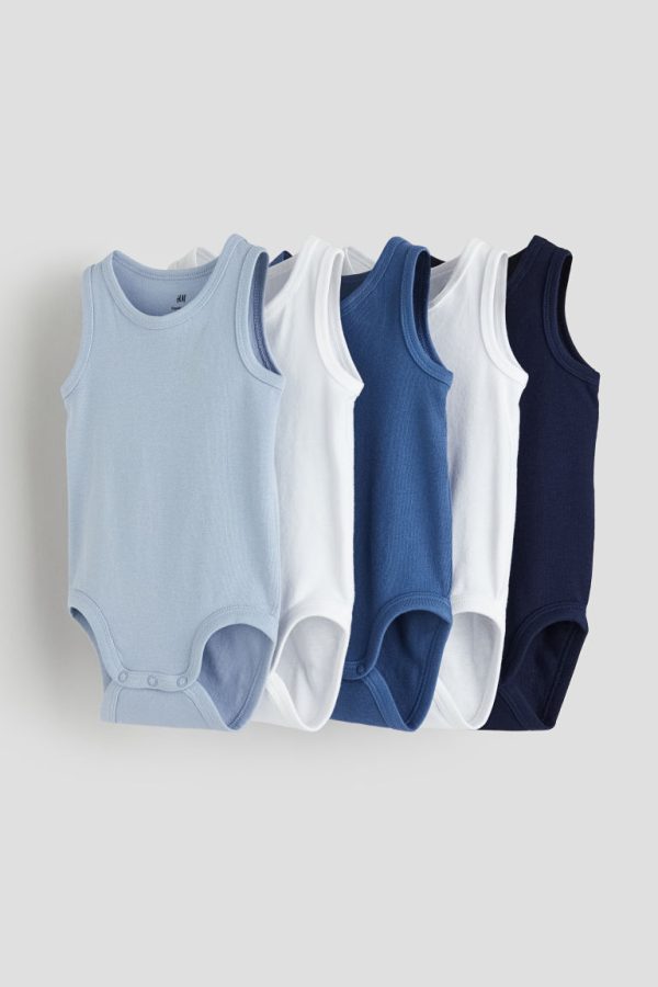 H & M - Set van 5 katoenen rompers - Blauw