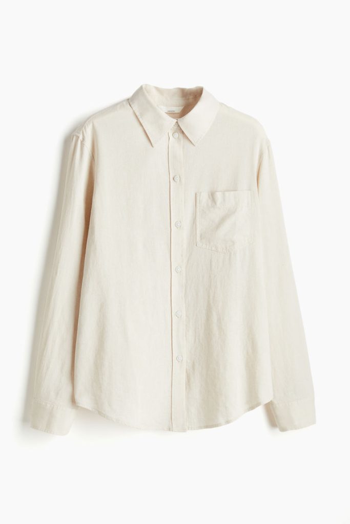 H & M - Overhemdblouse van linnenmix - Beige