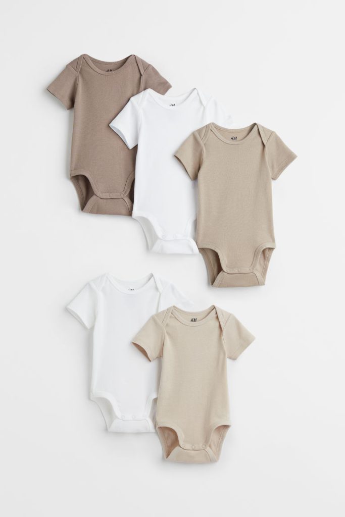 H & M - Set van 5 katoenen rompers - Bruin