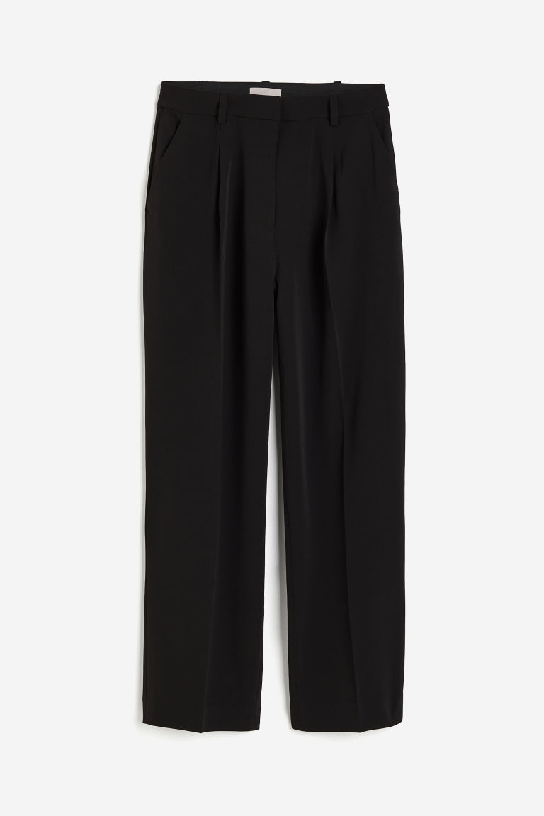 H & M - Wijde broek met persvouwen - Zwart