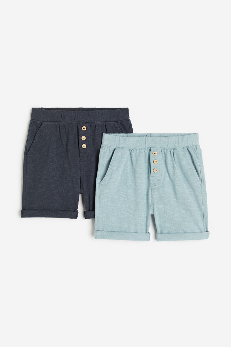 H & M - Set van 2 shorts van katoenen tricot - Blauw