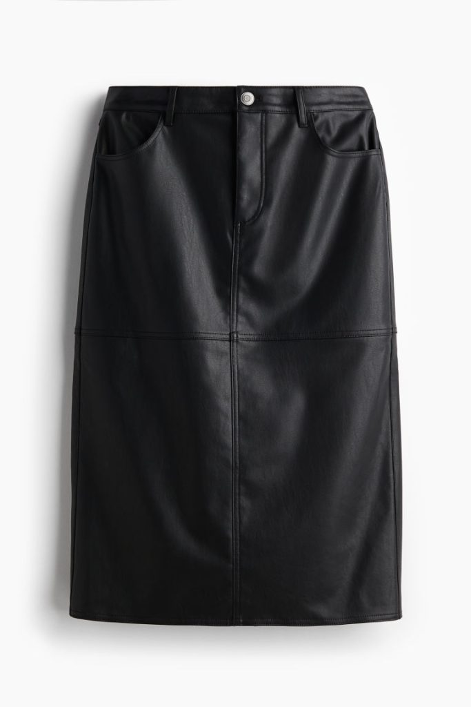 H & M - Midirok met coating - Zwart