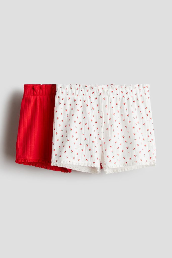 H & M - Set van 2 tricot pull-on shorts - Wit