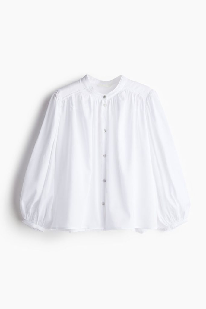 H & M - Blouse met ballonmouwen - Wit