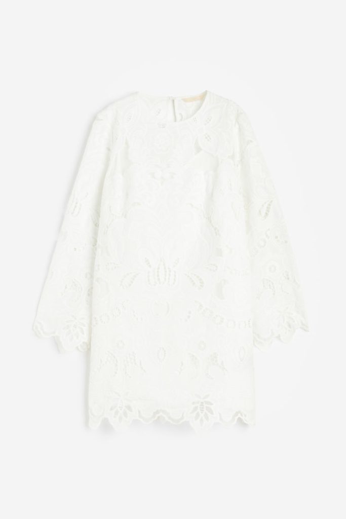 H & M - Jurk met broderie anglaise - Wit