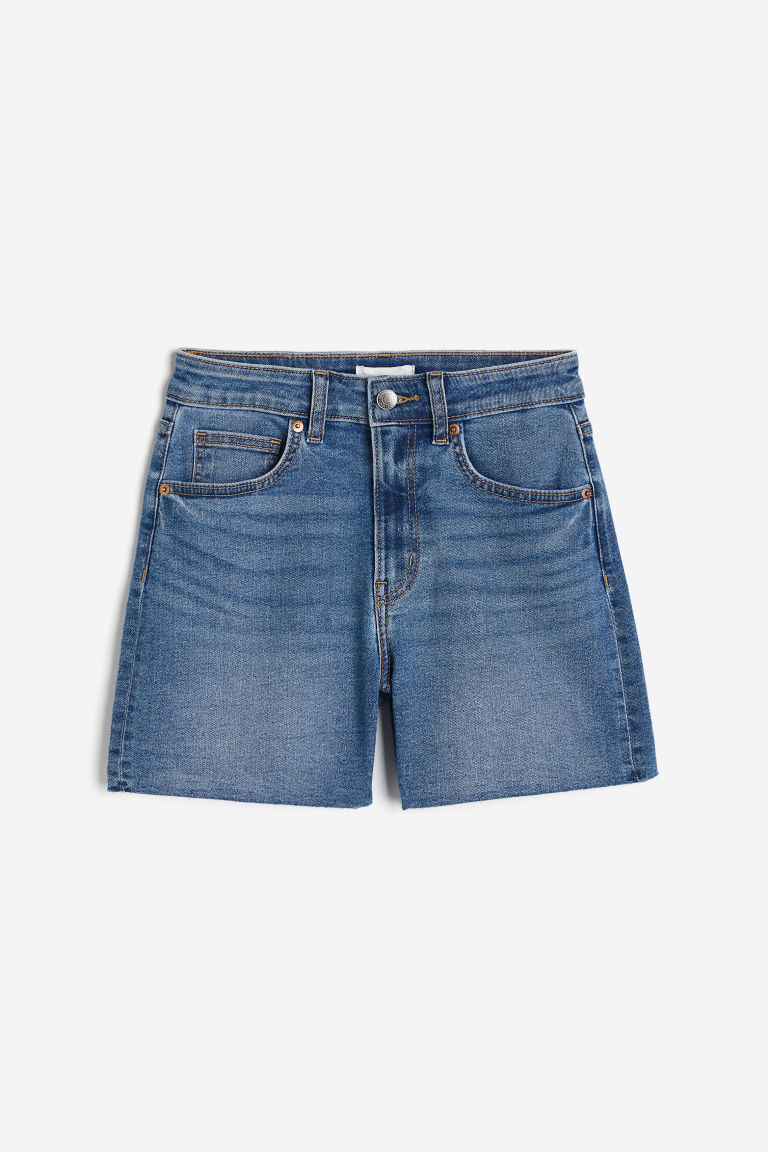 H & M - Skinny High Denim short - Blauw