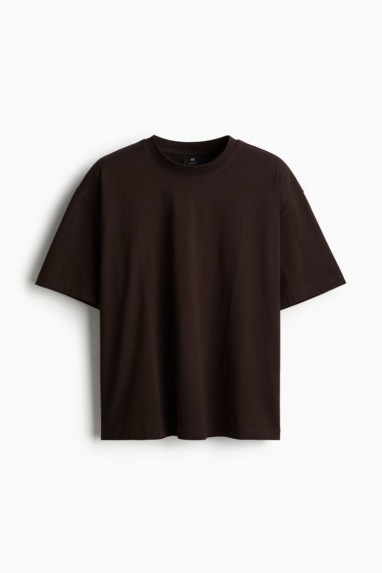 H & M - Katoenen T-shirt - Oversized Fit - Bruin