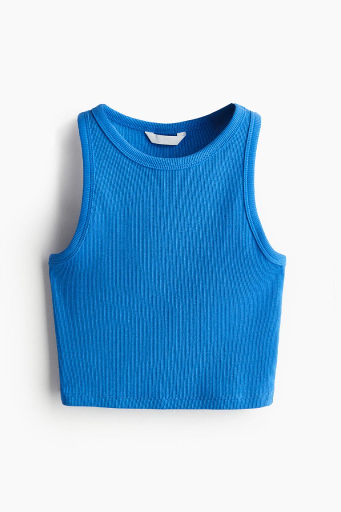 H & M - Cropped tanktop - Blauw