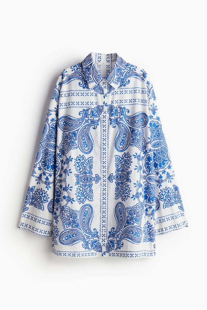 H & M - Lange overhemdblouse - Blauw