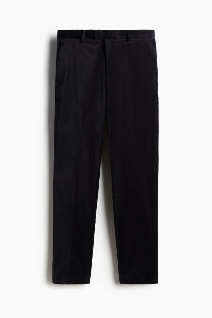 H & M - Fluwelen cropped broek - Slim Fit - Blauw