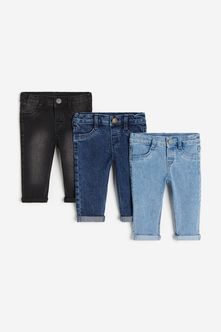 H & M - Set van 3 Stretch Skinny Fit Jeans - Blauw