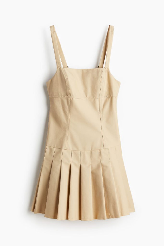 H & M - Low-backjurk met plooirok - Beige