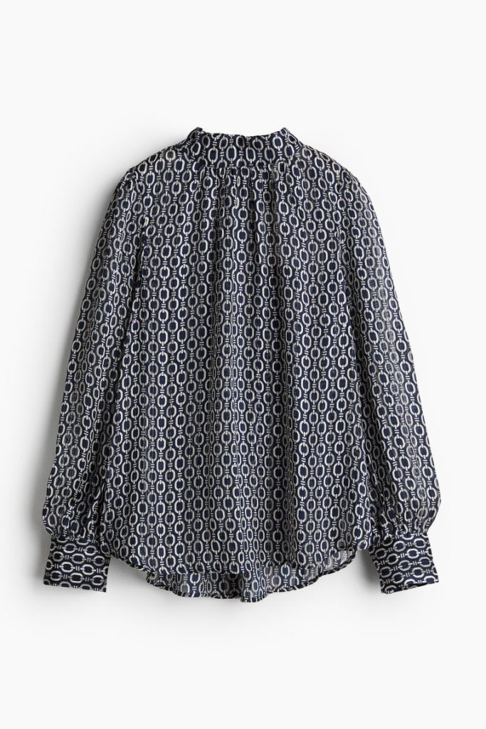 H & M - Blouse met dessin - Blauw