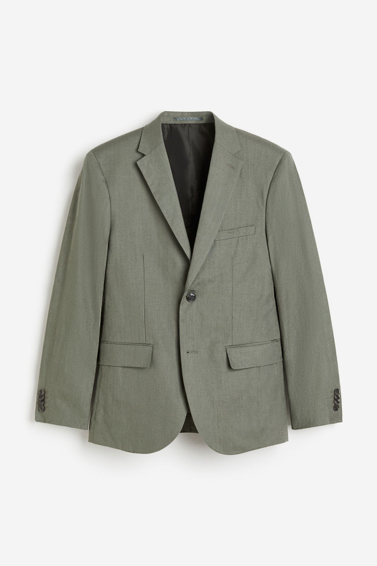 H & M - Linnen colbert - Slim Fit - Groen