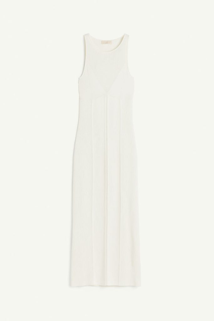 H & M - Ribgebreide open-backjurk - Wit