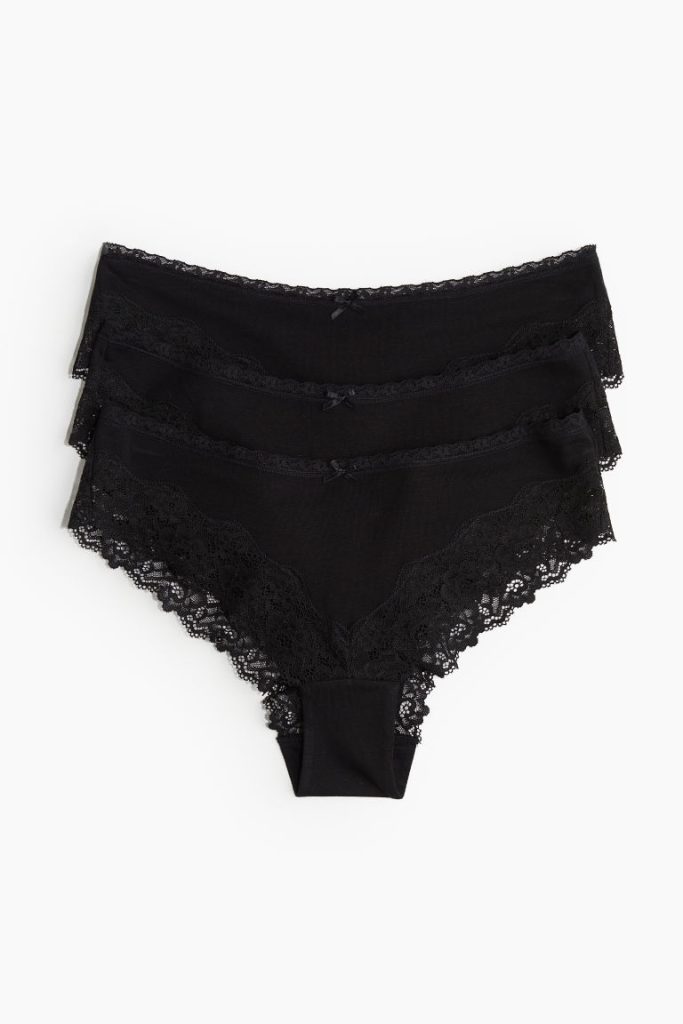 H & M - Set van 3 slips met kant - Hipster - Zwart